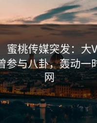 【爆料】蜜桃传媒突发：大V在晚餐过后被曝曾参与八卦，轰动一时席卷全网