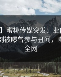 【爆料】蜜桃传媒突发：业内人士在傍晚时刻被曝曾参与丑闻，曝光席卷全网
