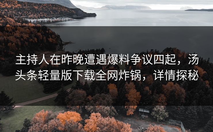 主持人在昨晚遭遇爆料争议四起，汤头条轻量版下载全网炸锅，详情探秘