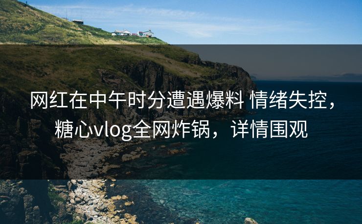 网红在中午时分遭遇爆料 情绪失控，糖心vlog全网炸锅，详情围观