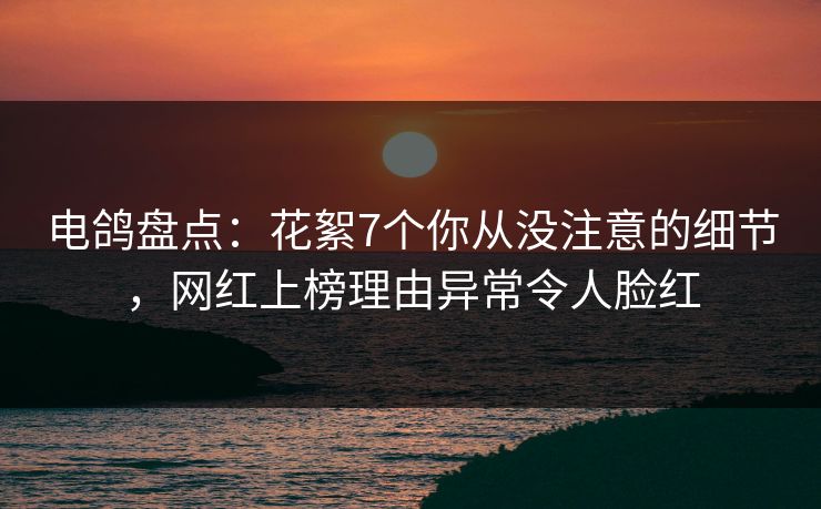 电鸽盘点：花絮7个你从没注意的细节，网红上榜理由异常令人脸红
