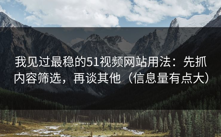 我见过最稳的51视频网站用法：先抓内容筛选，再谈其他（信息量有点大）
