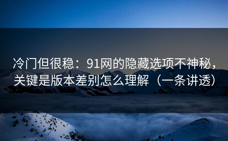 冷门但很稳：91网的隐藏选项不神秘，关键是版本差别怎么理解（一条讲透）
